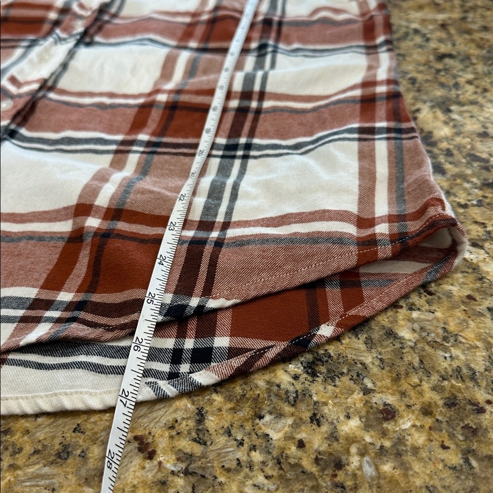 Weatherproof Vintage Rust, Navy and White Plaid Button Down Flannel Shirt - Picture 7 of 7
